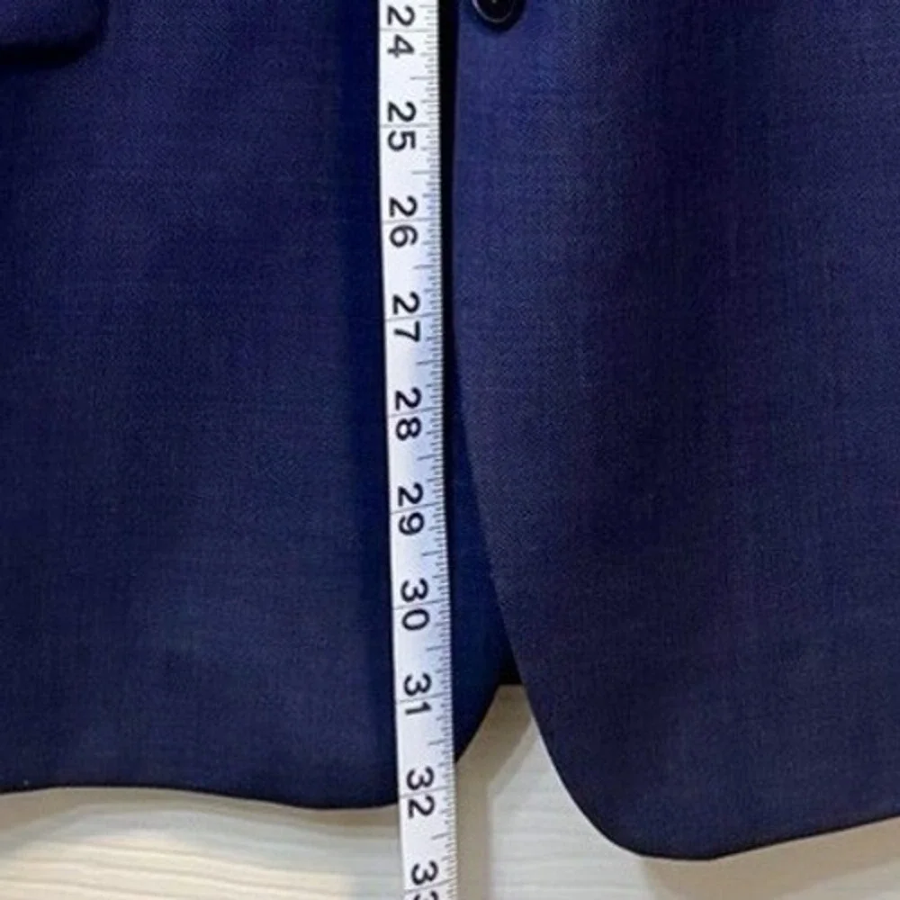 Calvin Klein‎ Blazer Jacket Wool 2-Button Blue Solid 46R